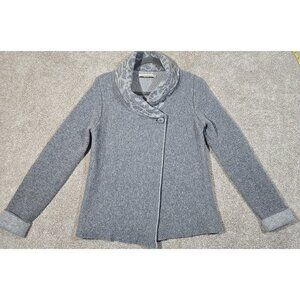 Chiaramente Italy Sweater Wool Blend Shawl Collar Cross Wrap 2 Button Front sz M